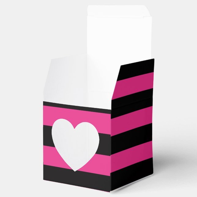Hot Pink & Black Streifen Cupcake Boxen Geschenkschachtel (Geöffnet)