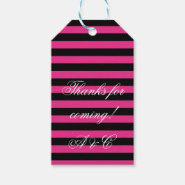 Hot Pink & Black Stripes Geschenkegel Geschenkanhänger