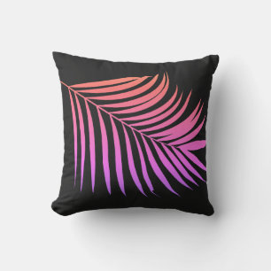 Hot Pink Black Tropical Palm Leaf Kunst Dekoration Kissen