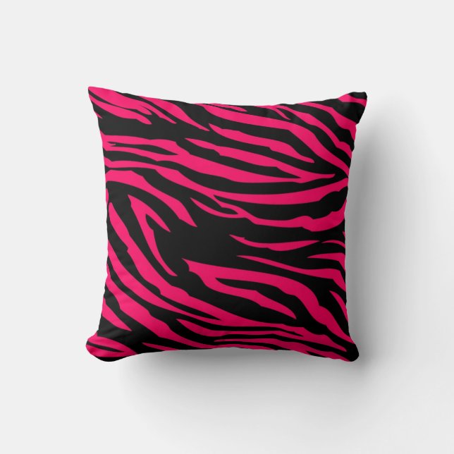 Hot Pink Black Zebra Print Couch Kissen Kissen Kis (Vorderseite)