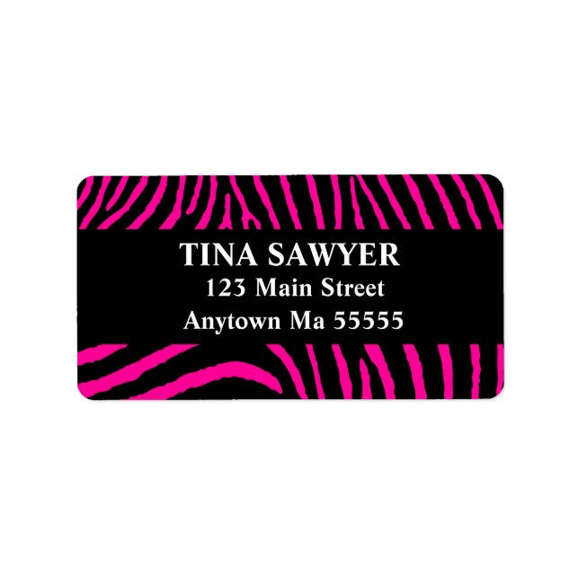 Hot Pink Black Zebra Rücksendeadressen-Aufkleber Adressaufkleber (Vorne)
