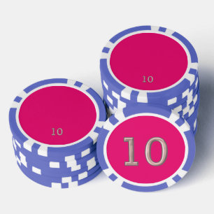 Hot Pink blue 10 striped Poker Chip