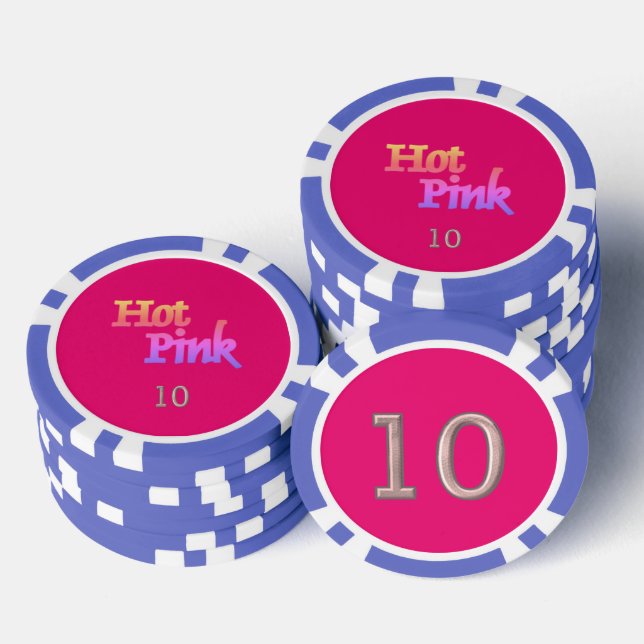 Hot Pink blue 10 striped Poker Chip (Stapel)