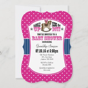 Hot Pink Blue Cowboy Baby Dusche Einladung
