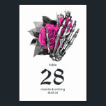 Hot-Pink-Blues-Hochzeit Tischnummer<br><div class="desc">Whimsical Vintag Blumen Schädel gotische Hochzeit Tischnummer in Akzenten von heiß-rosa angepasst an Ihre Veranstaltung Besonderheiten.</div>