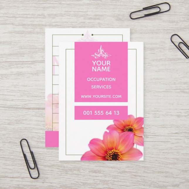 Hot-Pink-Blume - Visitenkarte (Vorderseite/Rückseite Beispiel)