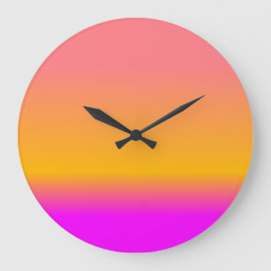 Hot Pink Blush Orange Yellow ombre Gradient Große Wanduhr