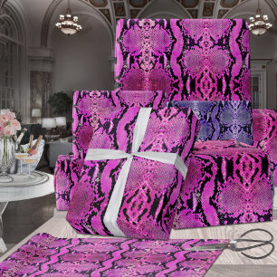 Hot Pink Boa Constrictor Snakeskin Geschenkpapier Set