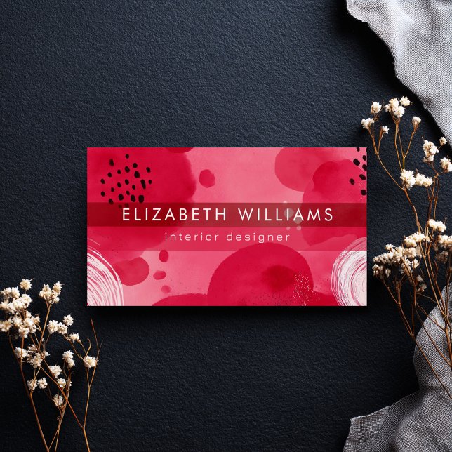 Hot Pink Boho Modern Minimalist Business Card (Von Creator hochgeladen)