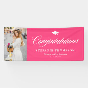 Hot Pink Bold Calligraphy Foto Abschluss Banner