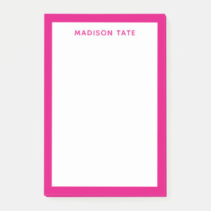 Hot Pink Border Modern Monogram Beruflich Post-it Klebezettel