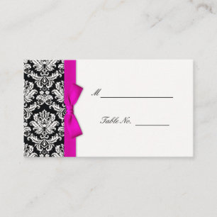 Hot Pink Bow Damask Wedding Table Placecards Platzkarte