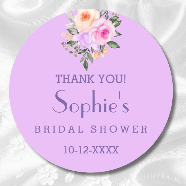 Hot Pink Bright Floral Brautparty Vielen Dank Runder Aufkleber (Von Creator hochgeladen)