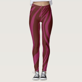 Hot pink& brown zebra print pattern  leggings