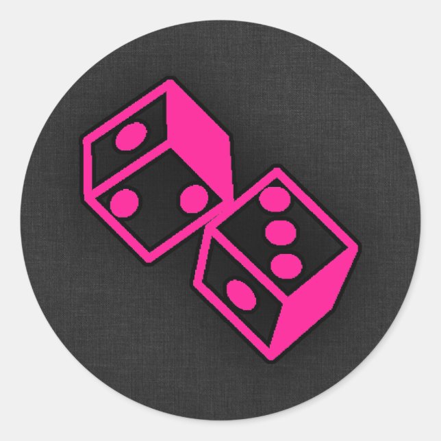 Hot Pink Casino Würfel Runder Aufkleber (Vorderseite)