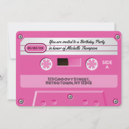 Hot-Pink Cassette Retro Geburtstagsparty Einladung