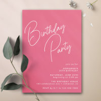 Hot Pink Cerise Moderne Typografie jedes Alter Geb