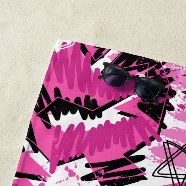 Hot Pink Chaos - Hellrosa tropisch Strandtuch (Beispiel)