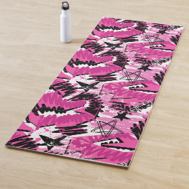 Hot Pink Chaos - Hellrosa tropisch Yogamatte