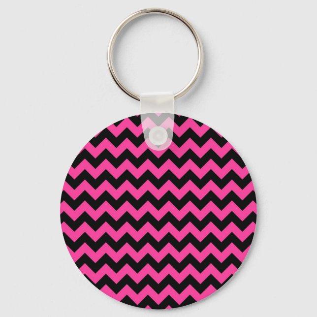 Hot Pink Chevrons Elegantes Dekor Schlüsselanhänger (Vorderseite)