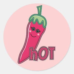 Hot Pink Chili Pepper Runder Aufkleber