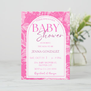 Hot Pink Chinoiserie Girl Babydusche Einladung