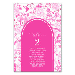 Hot Pink Chinoiserie Seekarte Tischnummer