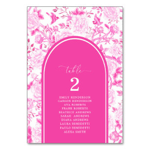 Hot Pink Chinoiserie Seekarte Tischnummer