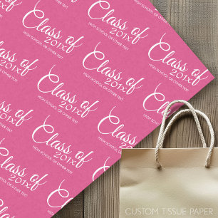 Hot Pink - Class of with Custom Year & High School Seidenpapier