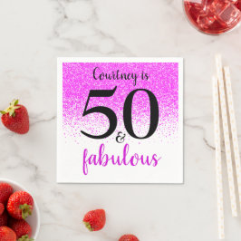 Hot Pink Confetti 50 und Fabulous Custom Script Serviette