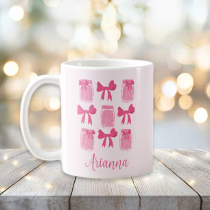 Hot Pink Coquette Pickle Jar und Bow Personalisier Kaffeetasse
