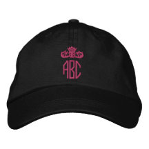 Hot Pink Crown bestickte Hat Monogram Black Cap