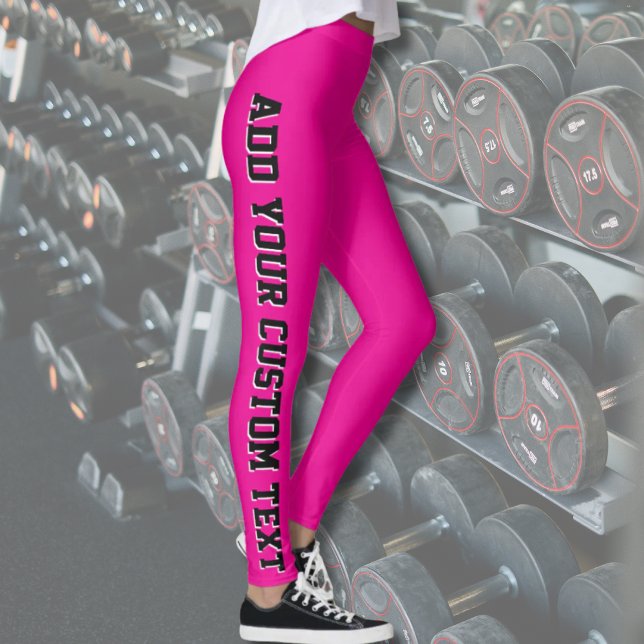 Hot Pink Custom Text Personalized Leggings Design (Von Creator hochgeladen)