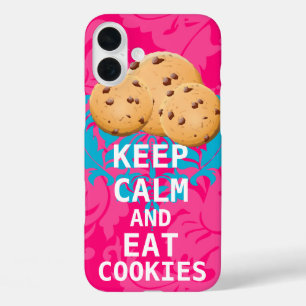Hot Pink Damask BEHALTE CALM UND isst Cookies title_seo2