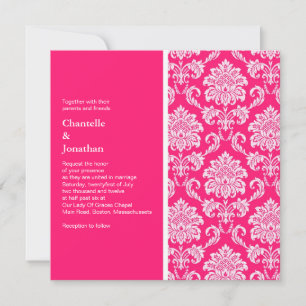 Hot Pink Damask Einladung