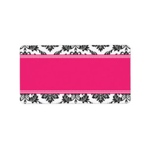 Hot Pink Damask Hochzeitadressen-Labels Adressaufkleber