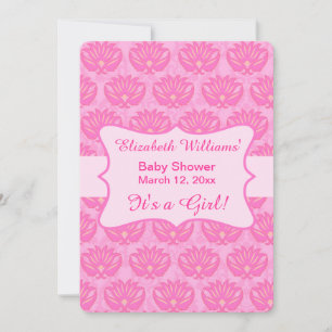 Hot Pink Damask Kinderdusche nach Maß Einladung