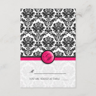 Hot Pink Damask Klappen Zelt-Platzkarte Einladung