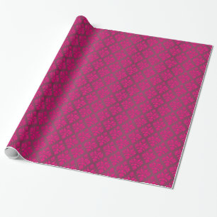 Hot Pink Damask Muster Geschenkpapier