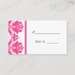 Hot-Pink-Damaskus-Hochzeitsplätze Platzkarte
