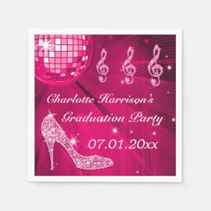 Hot Pink Disco Ball und Sparkone Heelses Abschluss Serviette