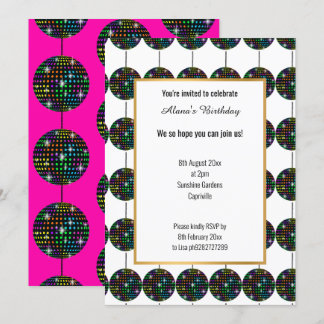 HOT PINK DISCO PARTY THEMA GOLD JEDEN ANLASS EINLADUNG