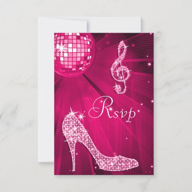 Hot Pink Diskothek Ball Sparkasse Heelse UAWG RSVP Karte (Vorderseite)