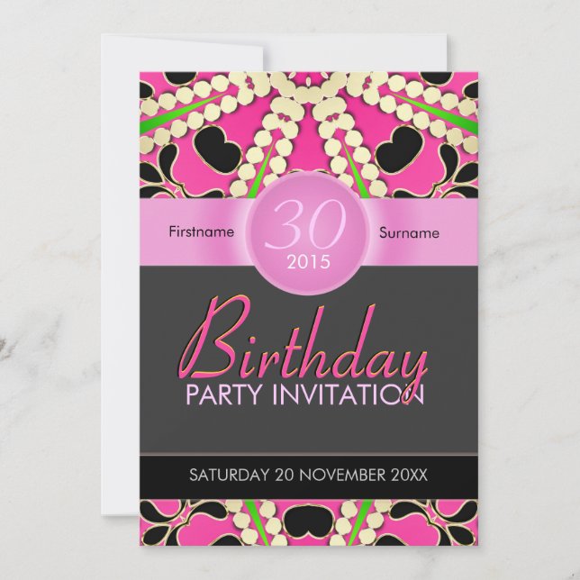 Hot Pink Diva Celebrate Age Birthday Einladungen (Vorderseite)