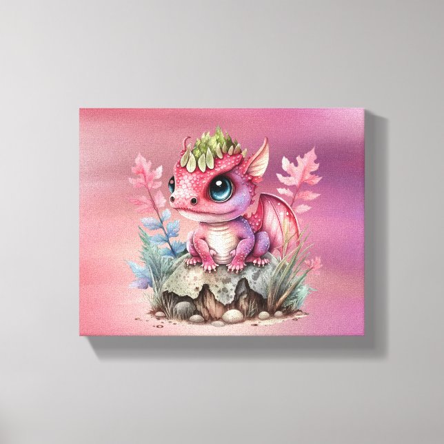 Hot Pink Dragon Girl Baby Dusche Custom Geschenk Leinwanddruck (Vorderseite)