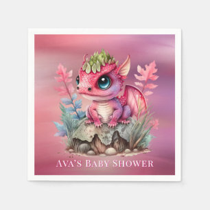 Hot Pink Dragon Girl Babydusche Serviette