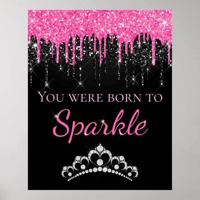 Hot-Pink-Drilling-Imitate Glitzer Geboren zum Spar Poster (Vorne)