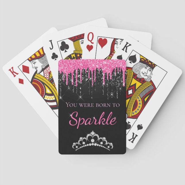 Hot-Pink-Drilling-Imitate Glitzer Geboren zum Spar Spielkarten (Rückseite)
