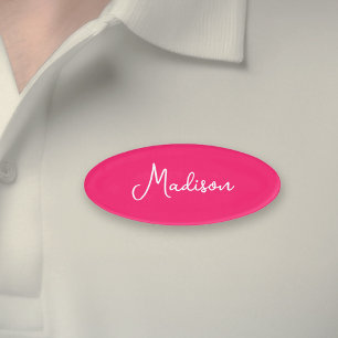 Hot Pink Einfaches Vorname-Skript Namenschild