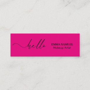 Hot Pink Elegant Hallo Minimale Kalligraphie Mini Visitenkarte